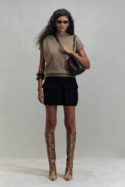 Suud Collection Πουλόβερ με κοντό μανίκι Mink Robe