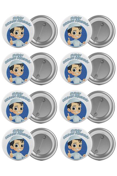 Saturn I Learned to Read the Quran Bag Badge Set 8 Pieces Biggest Size 5.8cm Pin Brooch