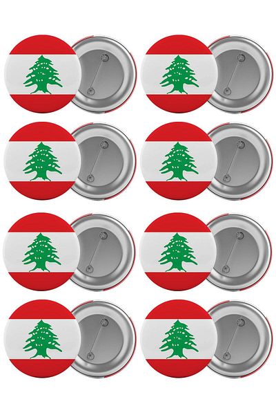 Saturn Lebanon Flag Bag Badge Set 8 Pcs Biggest Size 5.8cm Brooch with Pin