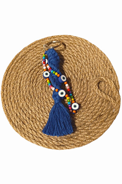 nftart.design ساكس الأزرق - عين الشر مطرز - سلسلة مفاتيح مكرامية مصنوعة يدويًا / زخرفة حقيبة