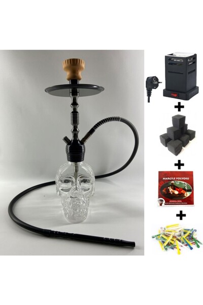 NARGILUXE Küçük Kurukafa Masaüstü Nargile Takımı Full Set| Özel Kaplama Renkl...