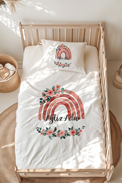 Lilabio %100 Pamuk Isme Özel Isimli Montessori Yatak Nevresim Takımı (100X200...