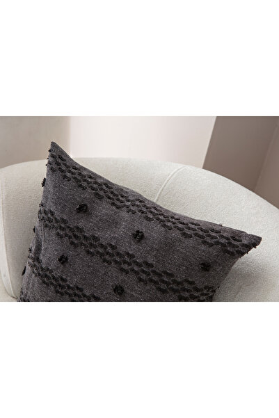 SWITA Black Linen Throw Pillow Cover - 43X43 Single Decorative Polka Dot