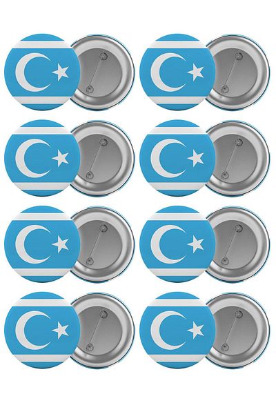 Saturn Turkmen Flag Bag Badge Set 8 Pieces Biggest Size 5.8cm Pin Brooch