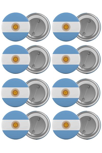 Saturn Argentina Flag Bag Badge Set 8 Pieces Biggest Size 5.8cm Pin Brooch