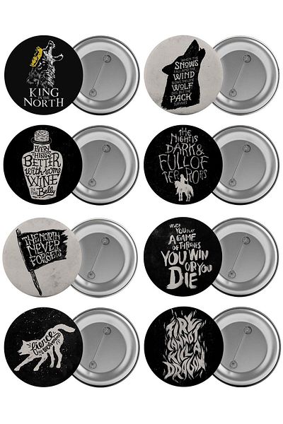 Saturn Game Of Thrones Bag Badge Set 8 Pieces Biggest Size 5.8cm Pin Brooch