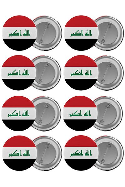 Saturn Iraq Flag Bag Badge Set 8 Pieces Biggest Size 5.8cm Pin Brooch