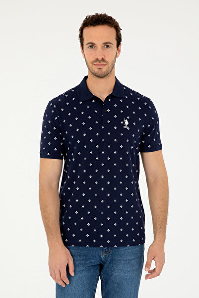 U.S. Polo Assn. تي شيرت رجالي ذو قصة عادية وياقة بولو باللون الأزرق الداكن 50...