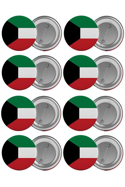 Saturn Kuwait Flag Bag Badge Set 8 Pieces Biggest Size 5.8cm Pin Brooch