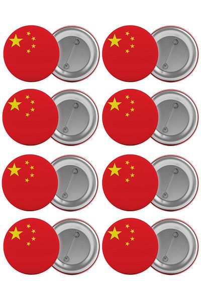 Saturn China Flag Bag Badge Set 8 Pieces Biggest Size 5.8cm Pin Brooch