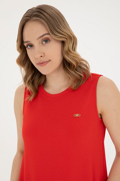U.S. Polo Assn. Rochie roșie tricotată cu decolteu pentru femei 50281811 -VR030
