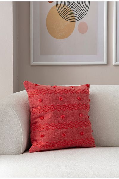 SWITA 43x43 Pernă decorativă cu buline din in roz