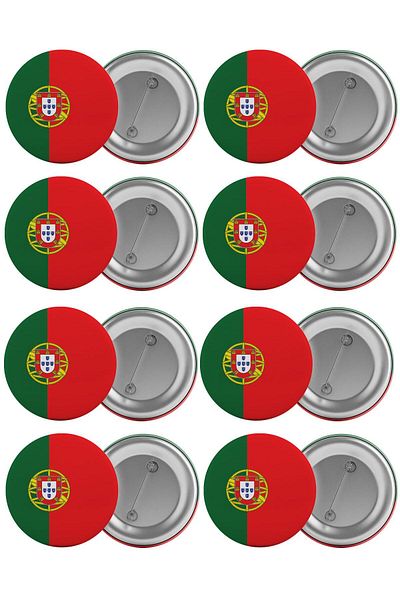 Saturn Portugal Flag Bag Badge Set 8 Pieces Biggest Size 5.8cm Pin Brooch