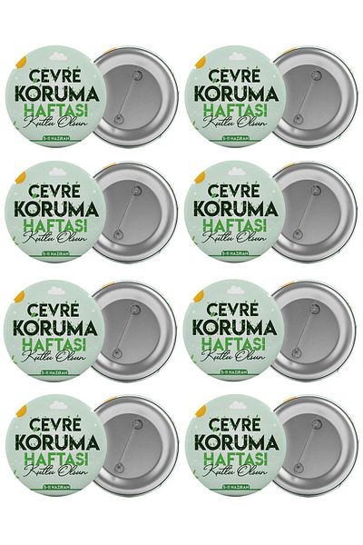 Saturn Environmental Protection Week Bag Badge Set 8 Pieces Biggest Size 5.8cm Pin Brooch