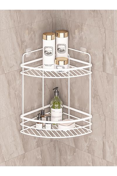 MultiStore Stainless Lifetime Bathroom Organizer - Adhesiveness, Shampoo Holder White Lk02