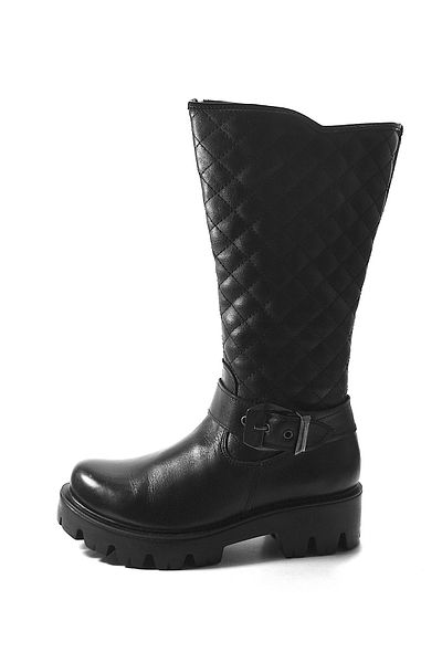 Onlo Ayakkabı Onlo Shoes OP.7725 Γνήσιες δερμάτινες μαύρες ψηλές μπότες για κορίτσια με φερμουάρ