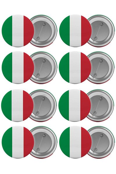 Saturn Italy Flag Bag Badge Set 8 Pieces Biggest Size 5.8cm Pin Brooch