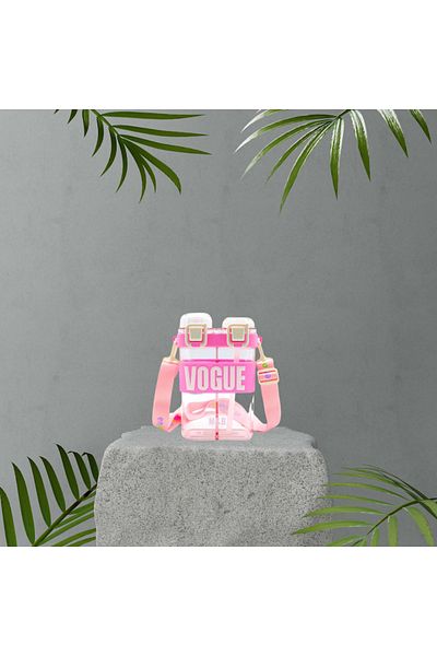 M&B WATER BOTTLE Double Compartment Vogue Water Bottle, Double Lid, Straw, Neck Hanging Children's School Water Bottle