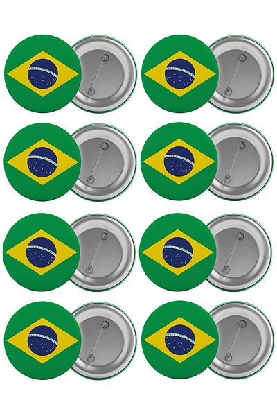 Saturn Brazilian Flag Bag Badge Set 8 Pieces Biggest Size 5.8cm Pin Brooch