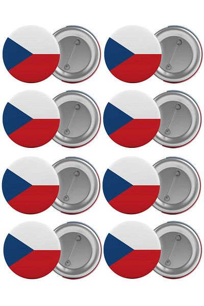 Saturn Czech Republic Flag Bag Badge Set 8 Pieces Biggest Size 5.8cm Pin Brooch