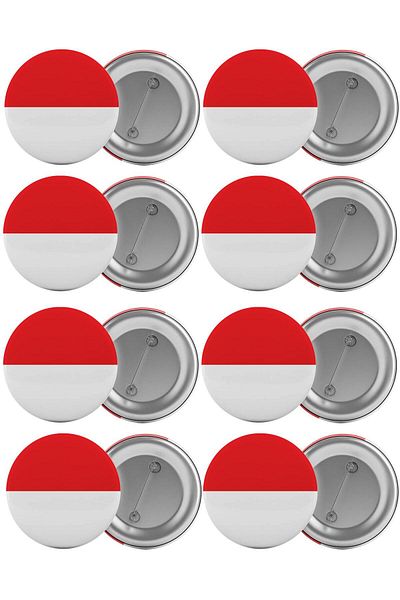 Saturn Indonesian Flag Bag Badge Set 8 Pieces Biggest Size 5.8cm Pin Brooch