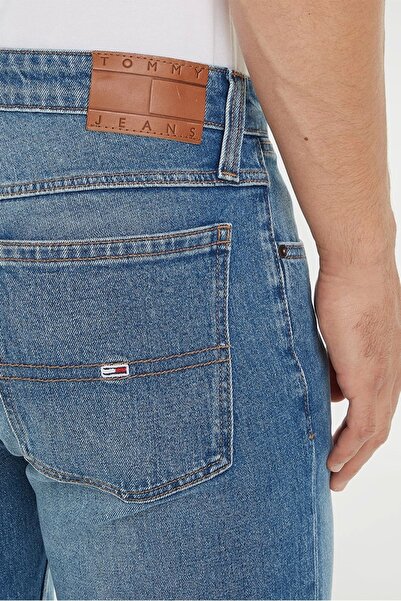 Tommy Hilfiger Erkek Marka Logolu Şık Görünüşlü Kısa Kapri Pantolon Denim Mavi Kapri DM0DM18792 1A5