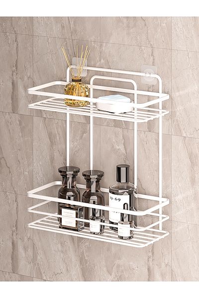 MultiStore Stainless Lifetime Bathroom Organizer - Adhesiveness, Shampoo Holder White Lş02