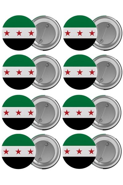 Saturn Free Syria Army Flag Bag Badge Set 8 Pieces Biggest Size 5.8cm Pin Brooch