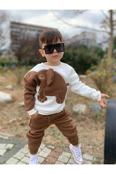 STAR GOGO KİDS 3-Thread Children's Tracksuit Set with Mesh Embroidery Detail