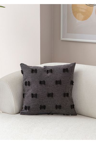 Ottoson Black Linen Throw Pillow Cover - 43X43 Single Decorative Polka Dot