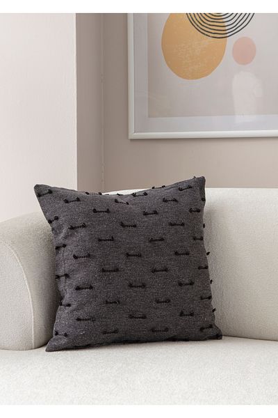 Ottoson Single Decorative Polka Dot Linen Fabric Throw Pillow Cover 43X43 Black