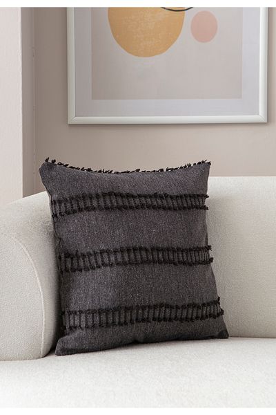 Ottoson Black Linen Throw Pillow Cover - 43X43 Single Decorative Polka Dot
