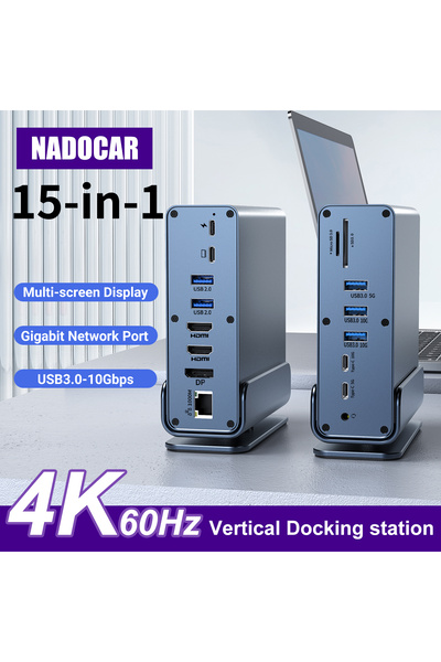 Choice 15 in 1 Usb-C Docking Station?Type-C 4K60Hz Hub with Hdtv*2+Pd 100W+Usb 2.0/3.0+Sd+Tf+Rj45 Ethern...