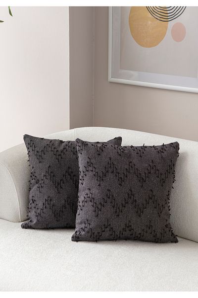Ottoson 2-Piece Decorative Polka Dot Linen Fabric Throw Pillow Cover 43X43 Black