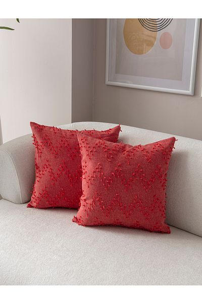 SWITA 43x43 Husă de pernă din in roz - Set de două buline decorative