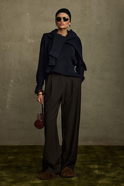 Suud Collection Navy Blue Caroline Basic Thin Sweater