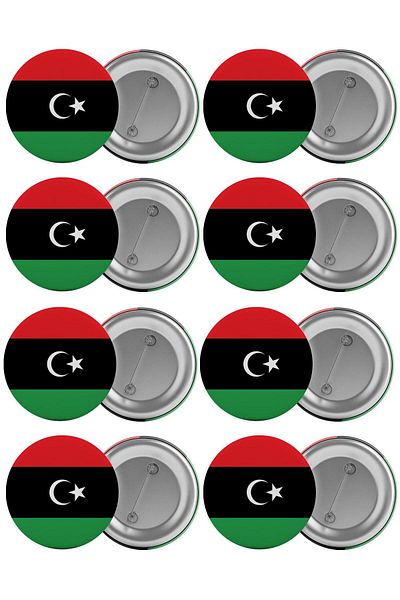 Saturn Libyan Flag Bag Badge Set 8 Pieces Biggest Size 5.8cm Pin Brooch