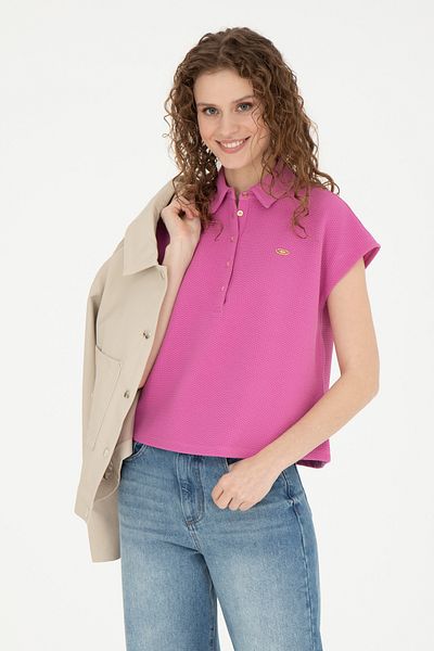 U.S. Polo Assn. Women's Violet Polo Neck T-Shirt ELIFFU BUTIKHOME