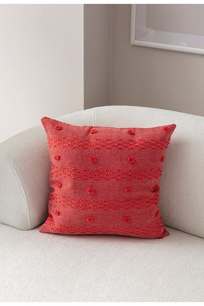 SWITA 43x43 Pernă decorativă cu buline din in roz