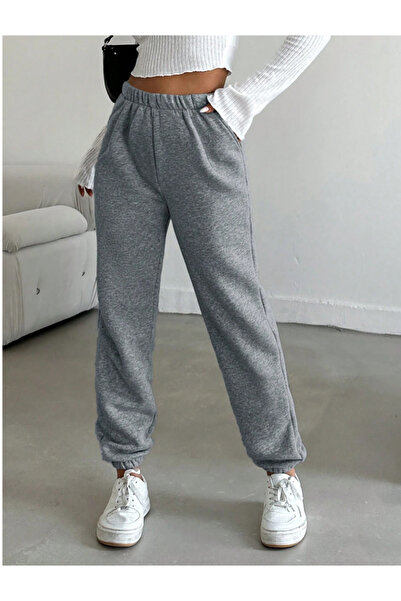 yx yustex sport بنطال رياضي JOGGER بأرجل مطاطية باللون الرمادي - كاجوال Yx Yu...