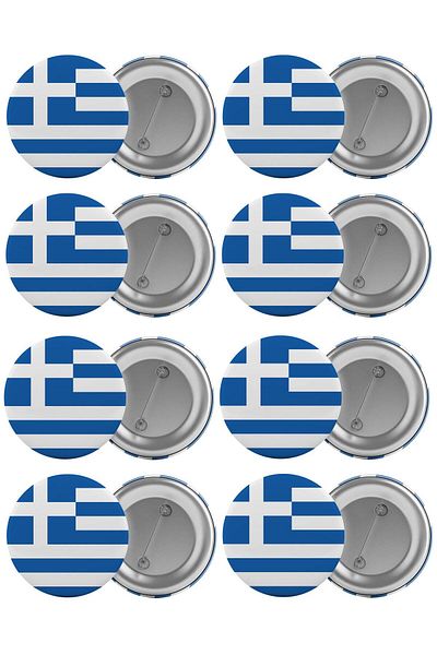 Saturn Greece Flag Bag Badge Set 8 Pieces Biggest Size 5.8cm Pin Brooch
