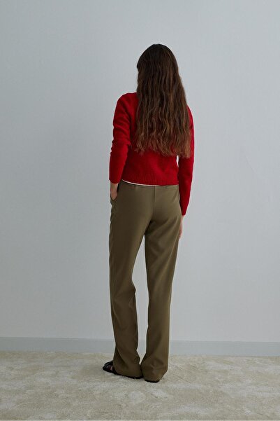 Suud Collection Khaki Daily Straight Fabric Trousers