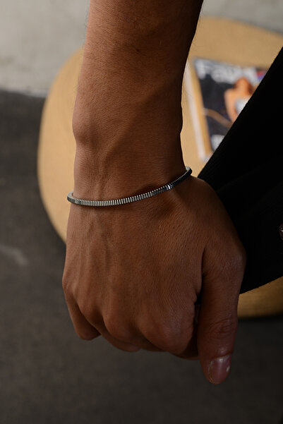 Ricco Jewellery 925 Ayar Gümüş Old Money Oksitli Kare Geçme Bileklik