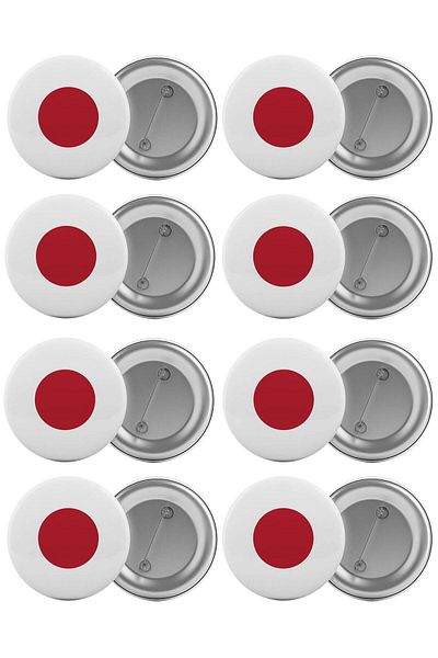 Saturn Japan Flag Bag Badge Set 8 Pieces Biggest Size 5.8cm Pin Brooch