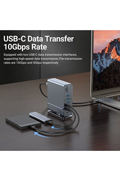 Choice 15 in 1 Usb-C Docking Station?Type-C 4K60Hz Hub with Hdtv*2+Pd 100W+Usb 2.0/3.0+Sd+Tf+Rj45 Ethern...