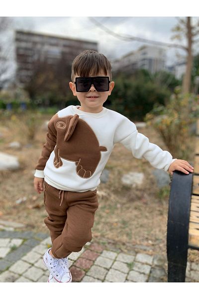 STAR GOGO KİDS 3-Thread Children's Tracksuit Set with Mesh Embroidery Detail
