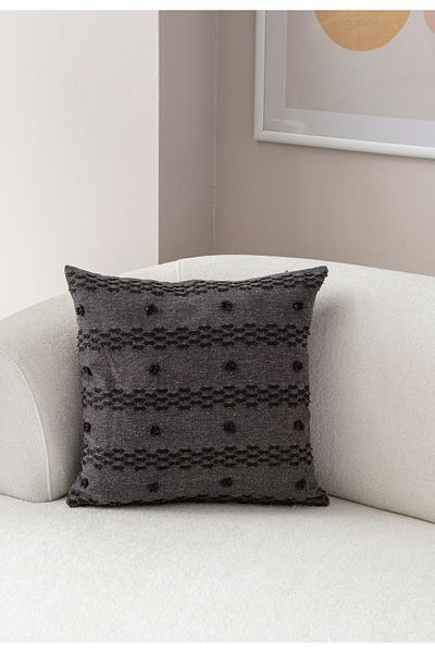 Ottoson Black Linen Throw Pillow Cover - 43X43 Single Decorative Polka Dot