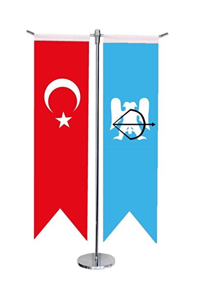 Saturn Masa Üstü Kırlangıç Selçuklu Devleti + Türk Bayrağı + Krom T Direk Mas...