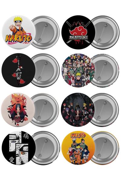 Saturn Naruto Manga Çanta Rozeti Seti 8 Adet En Büyük Boy 5.8cm Iğneli Broş