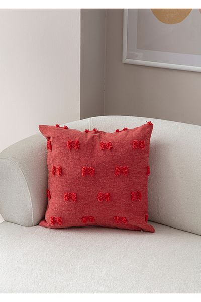 SWITA 43x43 Pernă decorativă cu buline din in roz